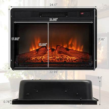 18/23 Inch Electric Fireplace Inserted with Adjustable LED Flame - 23 inches - Oasis Home Essentials