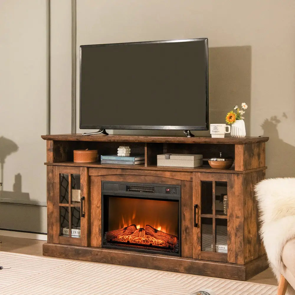 18/23 Inch Electric Fireplace Inserted with Adjustable LED Flame-23 inches - Black - Fireplaces