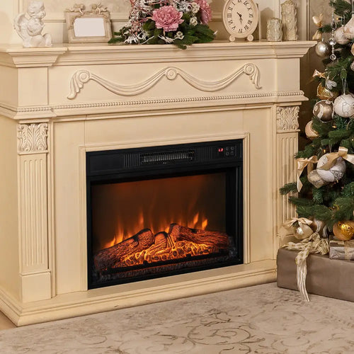 18/23 Inch Electric Fireplace Inserted with Adjustable LED Flame-23 inches - Black - Fireplaces