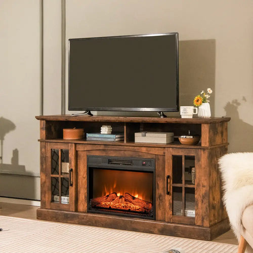 18/23 Inch Electric Fireplace Inserted with Adjustable LED Flame-23 inches - Black - Fireplaces