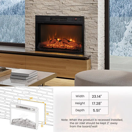 18/23 Inch Electric Fireplace Inserted with Adjustable LED Flame - 23 inches - Oasis Home Essentials