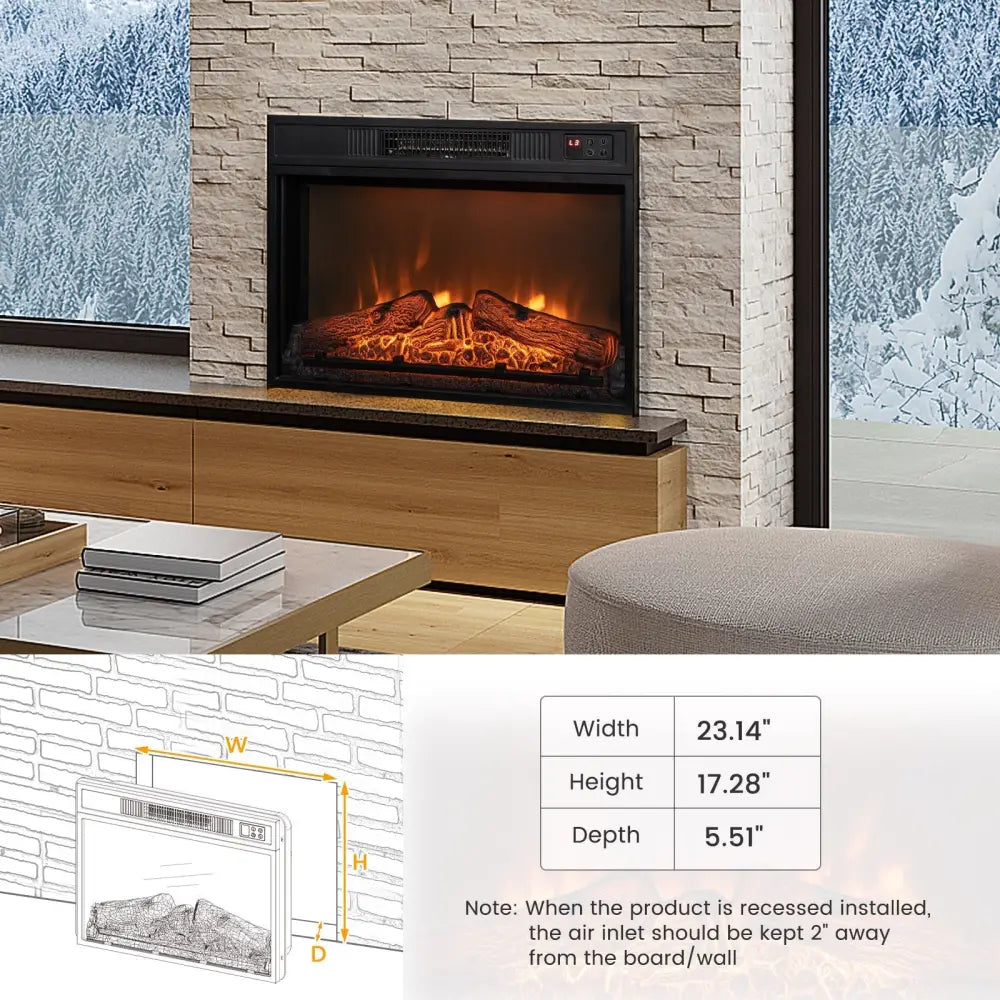 18/23 Inch Electric Fireplace Inserted with Adjustable LED Flame - 23 inches - Oasis Home Essentials
