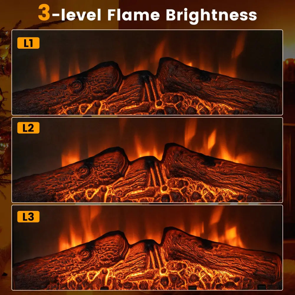 18/23 Inch Electric Fireplace Inserted with Adjustable LED Flame-23 inches - Black - Fireplaces