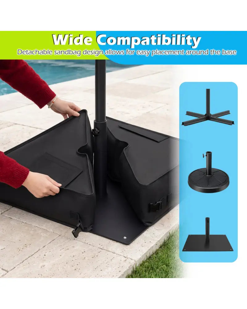 18.5’’ Square Umbrella Base Weight with Weatherproof Fabric-Black - Black - Outdoor Umbrella Bases