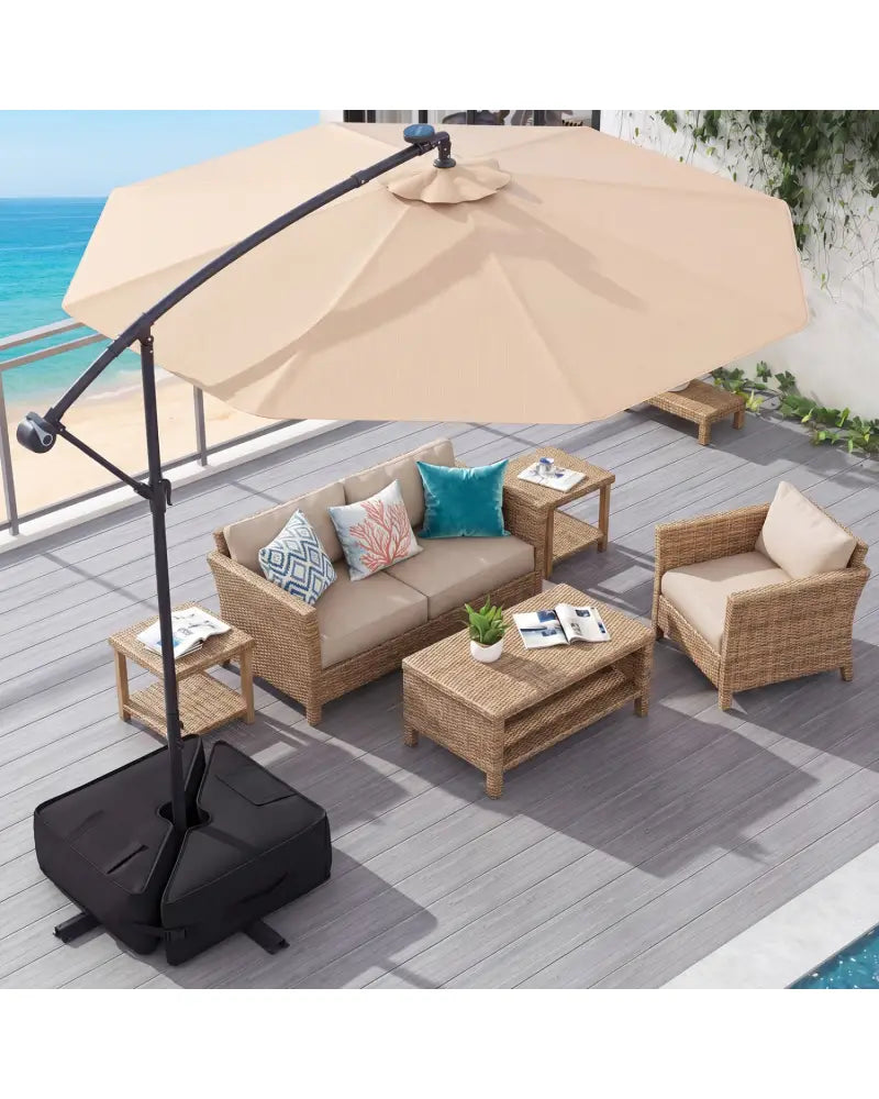 18.5’’ Square Umbrella Base Weight with Weatherproof Fabric-Black - Black - Outdoor Umbrella Bases