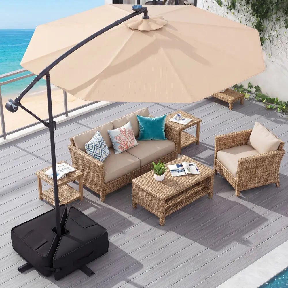 18.5’’ Square Umbrella Base Weight with Weatherproof Fabric-Black - Black - Outdoor Umbrella Bases