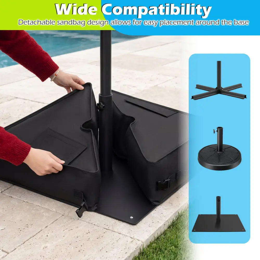 18.5’’ Square Umbrella Base Weight with Weatherproof Fabric-Black - Black - Outdoor Umbrella Bases