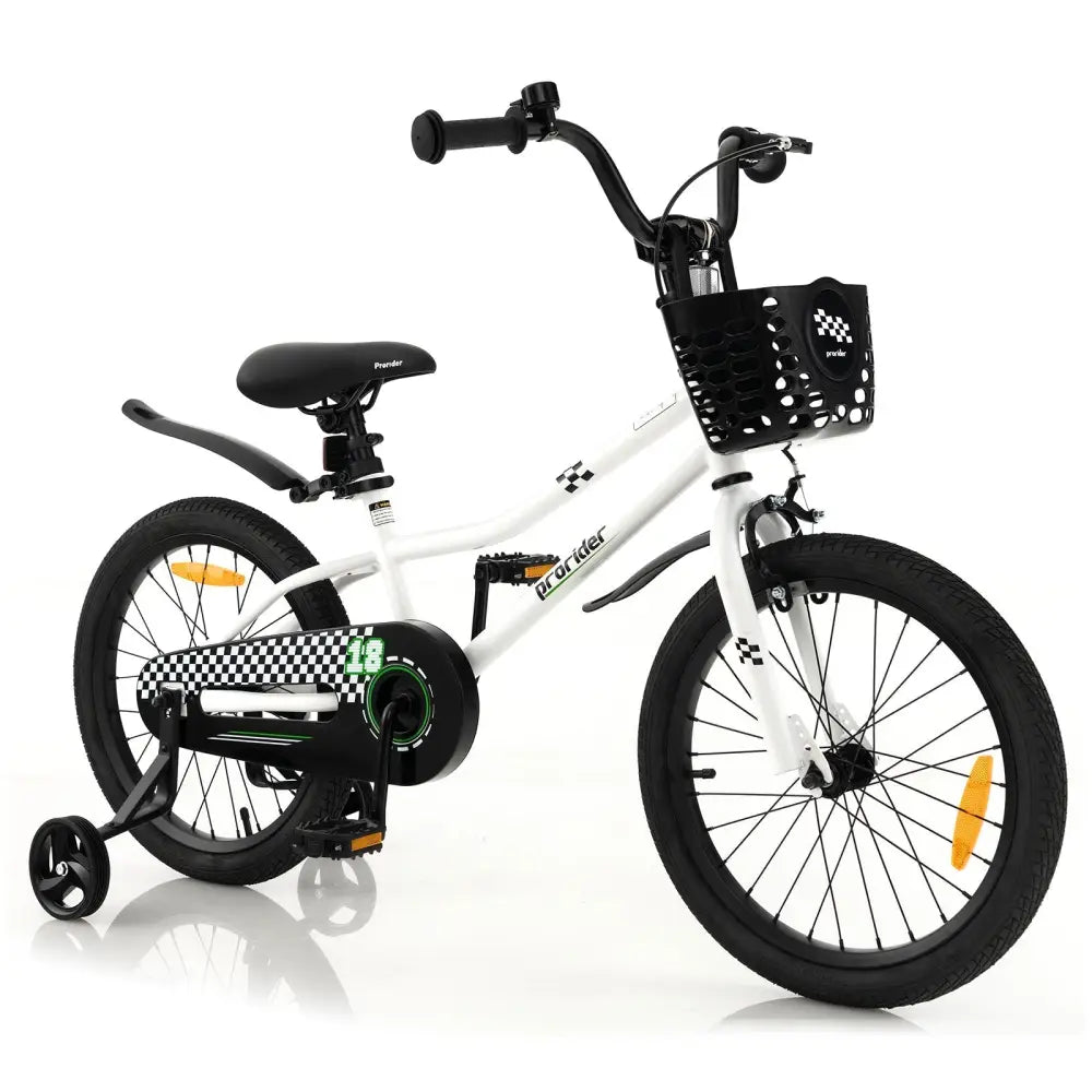 18 Feet Kids Bike with Removable Training Wheels - Black & White - Oasis Home Essentials