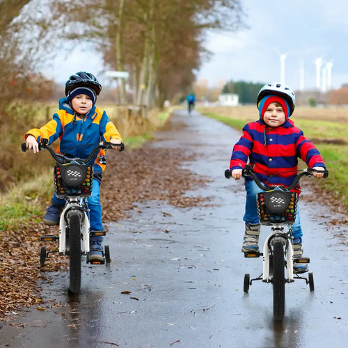 18 Feet Kids Bike with Removable Training Wheels-Black & White - Black & White - Kids Bike