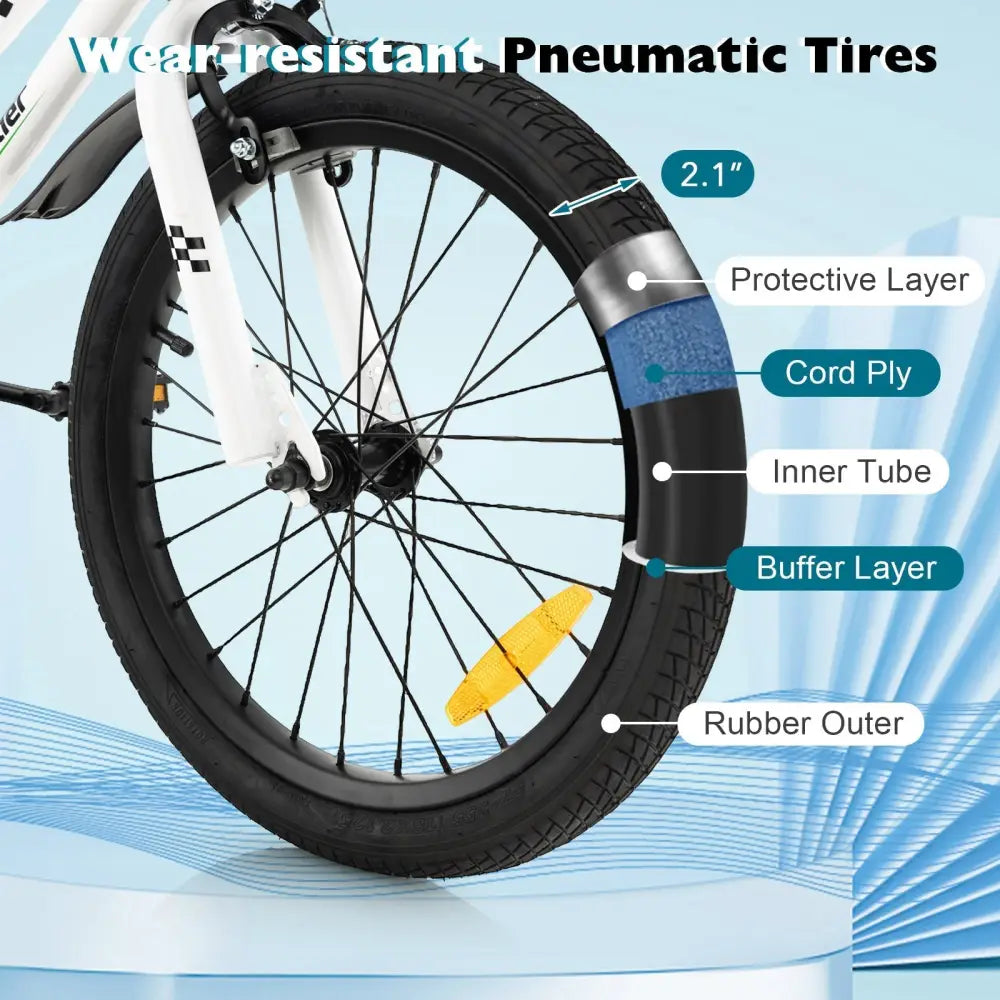 18 Feet Kids Bike with Removable Training Wheels - Black & White - Oasis Home Essentials
