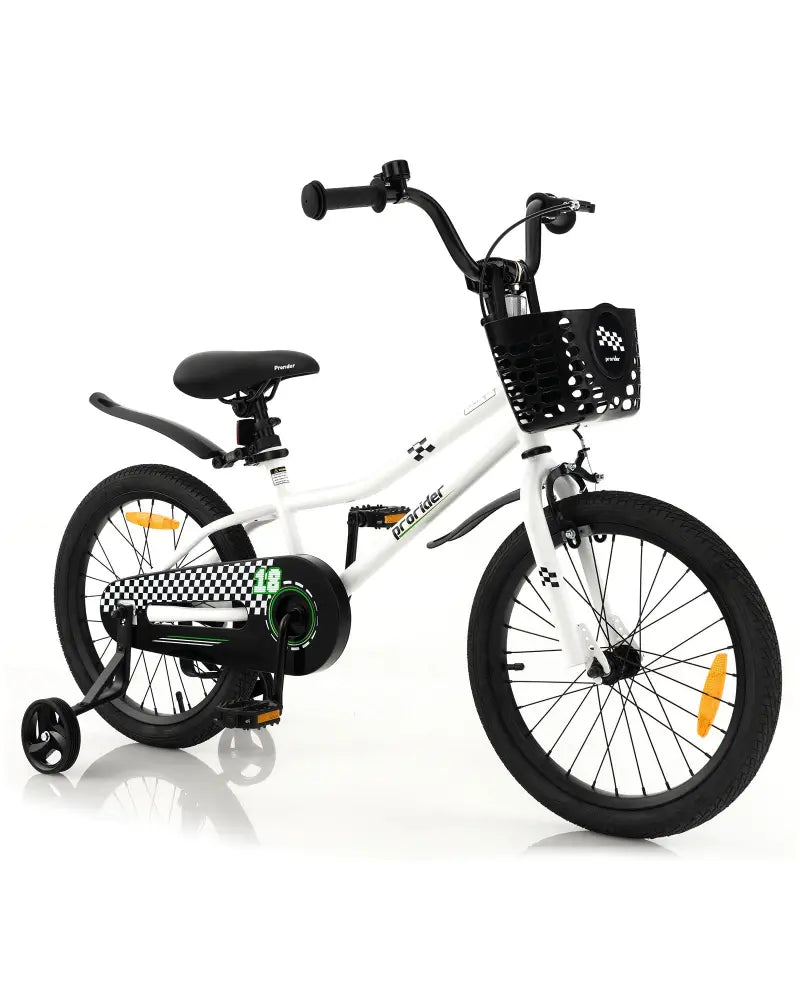 18 Feet Kids Bike with Removable Training Wheels-Black & White - Black & White - Kids Bike