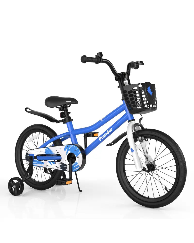18 Feet Kids Bike with Removable Training Wheels-Blue - Blue - Kids Bike
