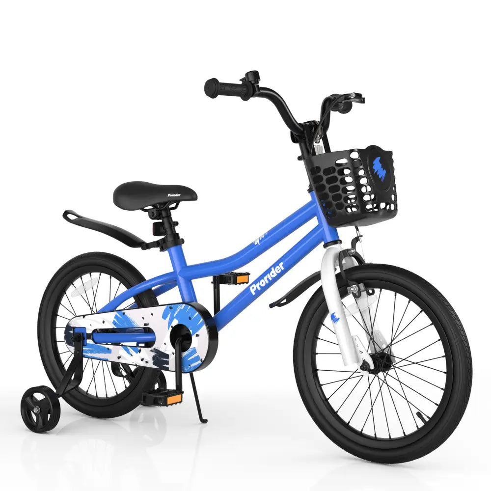 18 Feet Kids Bike with Removable Training Wheels-Blue - Blue - Kids Bike