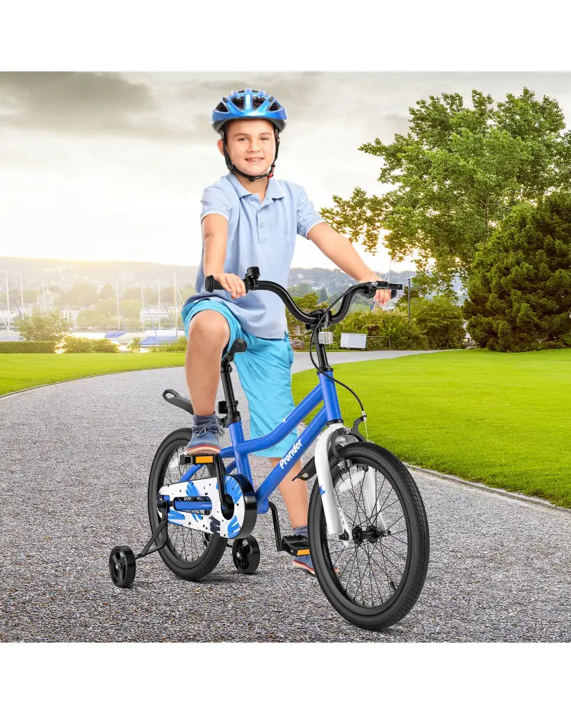 18 Feet Kids Bike with Removable Training Wheels-Blue - Blue - Kids Bike