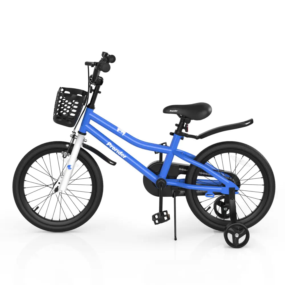 18 Feet Kids Bike with Removable Training Wheels-Blue - Blue - Kids Bike