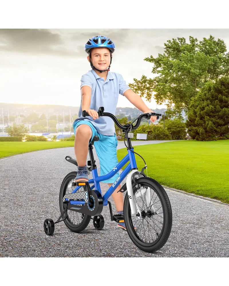 18 Feet Kids Bike with Removable Training Wheels-Navy - Navy - Kids Bike
