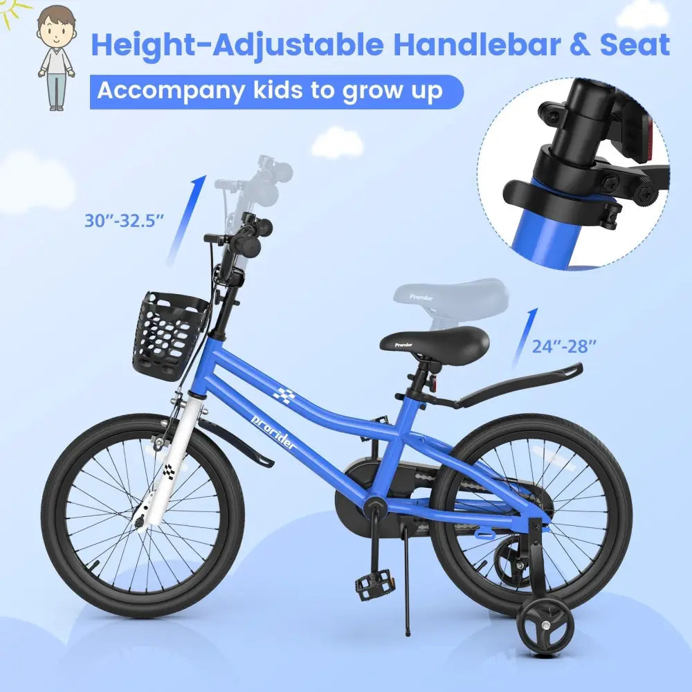18 Feet Kids Bike with Removable Training Wheels - Navy - Oasis Home Essentials
