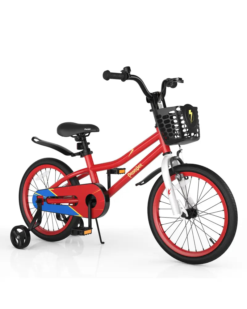 18 Feet Kids Bike with Removable Training Wheels-Red - Red - Kids Bike