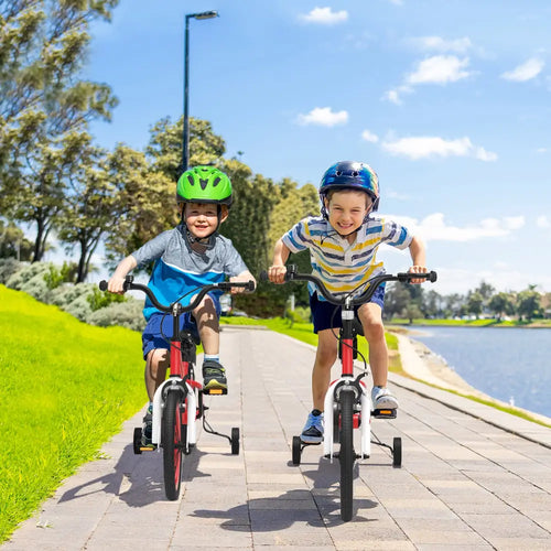 18 Feet Kids Bike with Removable Training Wheels-Red - Red - Kids Bike