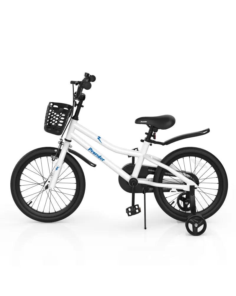 18 Feet Kids Bike with Removable Training Wheels-White - White - Kids Bike