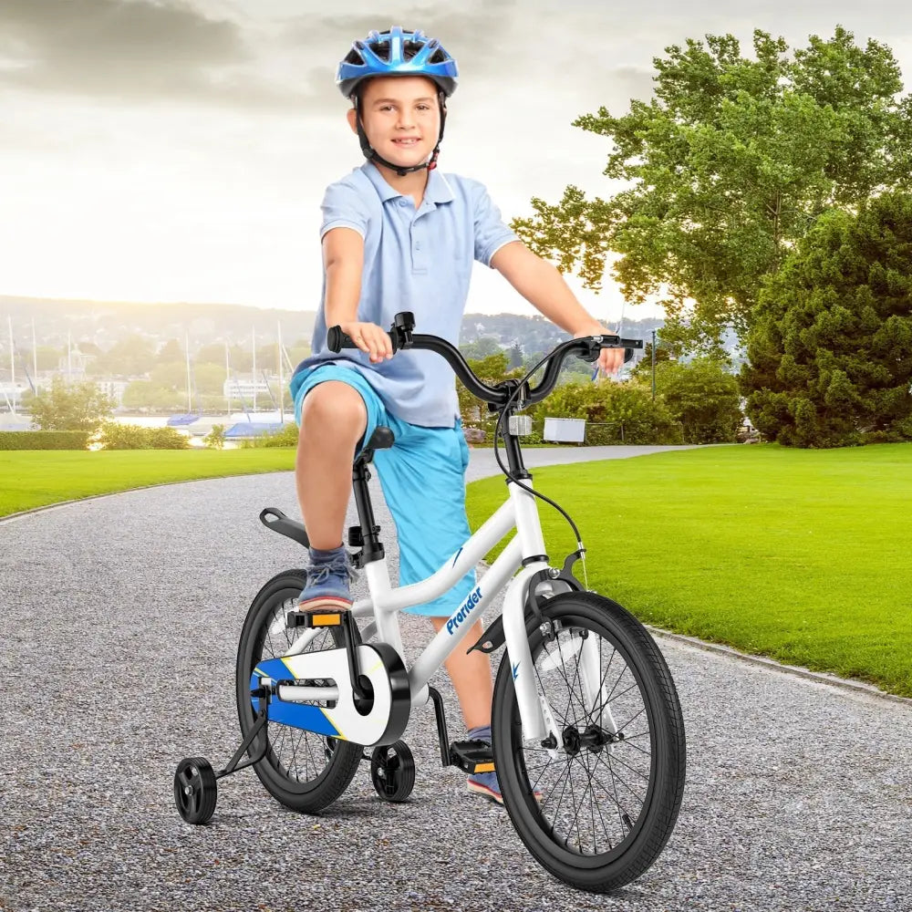 18 Feet Kids Bike with Removable Training Wheels - White - Oasis Home Essentials
