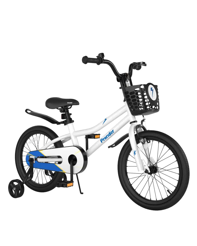 18 Feet Kids Bike with Removable Training Wheels-White - White - Kids Bike