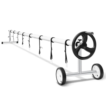 18 Feet Pool Cover Reel Set Aluminum In-ground Swimming Solar Cover Reel - Silver - Swimming Pools