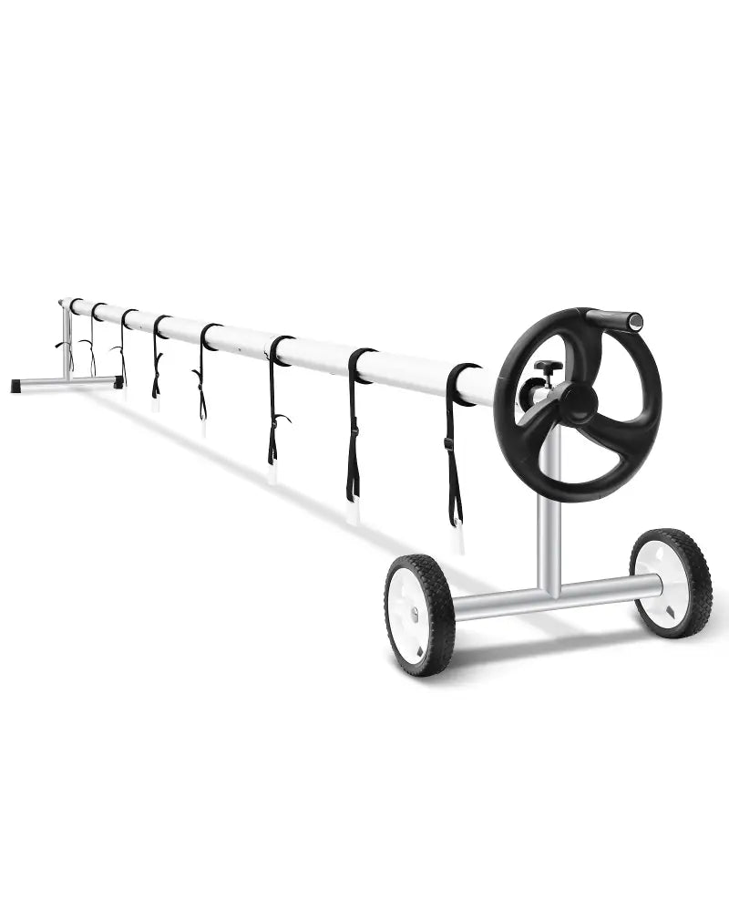 18 Feet Pool Cover Reel Set Aluminum In-ground Swimming Solar Cover Reel - Silver - Swimming Pools
