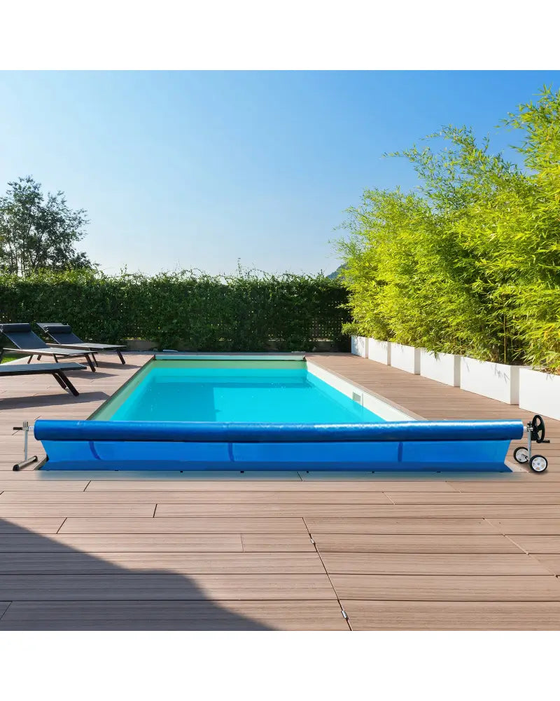 18 Feet Pool Cover Reel Set Aluminum In-ground Swimming Solar Cover Reel - Silver - Swimming Pools