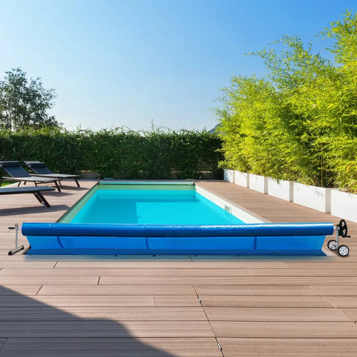 18 Feet Pool Cover Reel Set Aluminum In-ground Swimming Solar Cover Reel - Silver - Swimming Pools
