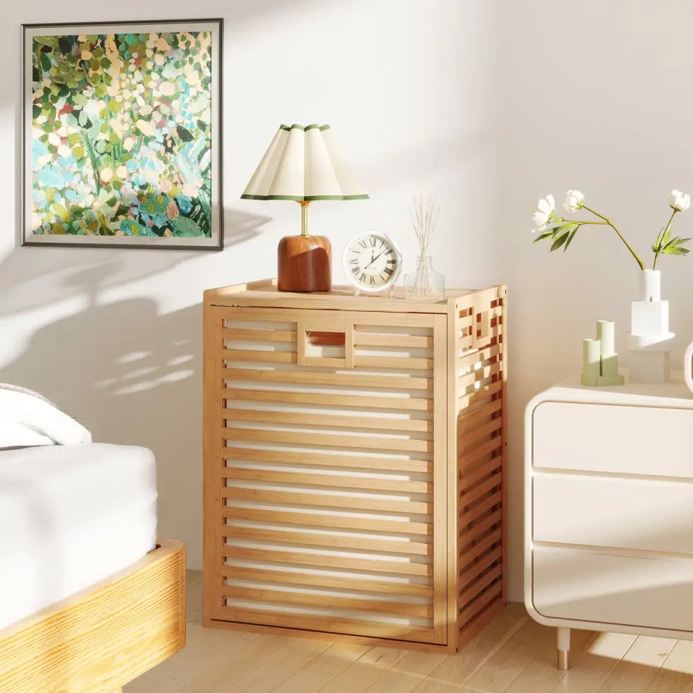 18 Gal Bamboo Tilt-out Laundry Hamper with Removable Fabric Bin-Natural - Natural - Laundry Baskets