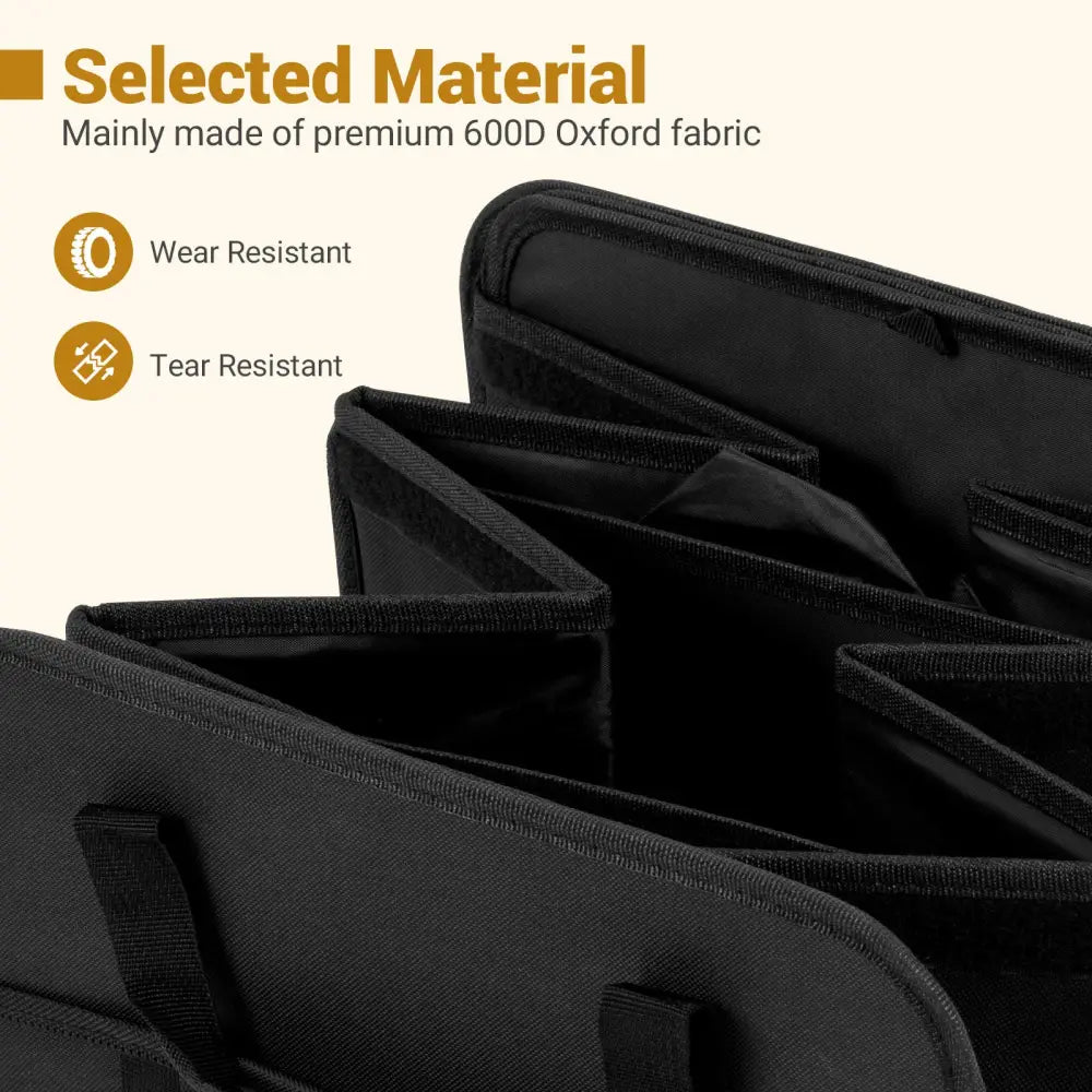 18 Gal Car Trunk Organizer with Lid 3-Compartment Portable Storage Box-Black - Black - Garages