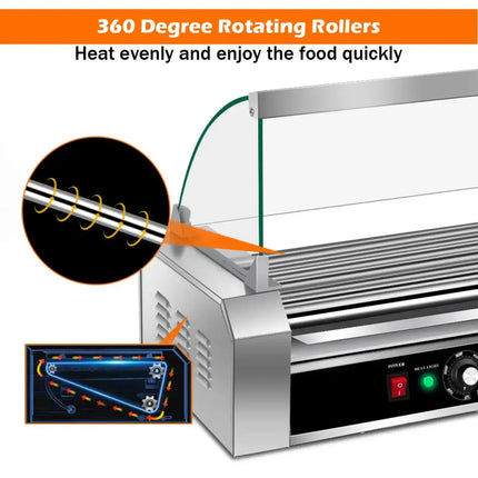 18 Hot Dog 7 Roller Grill Commercial Cooker Costway