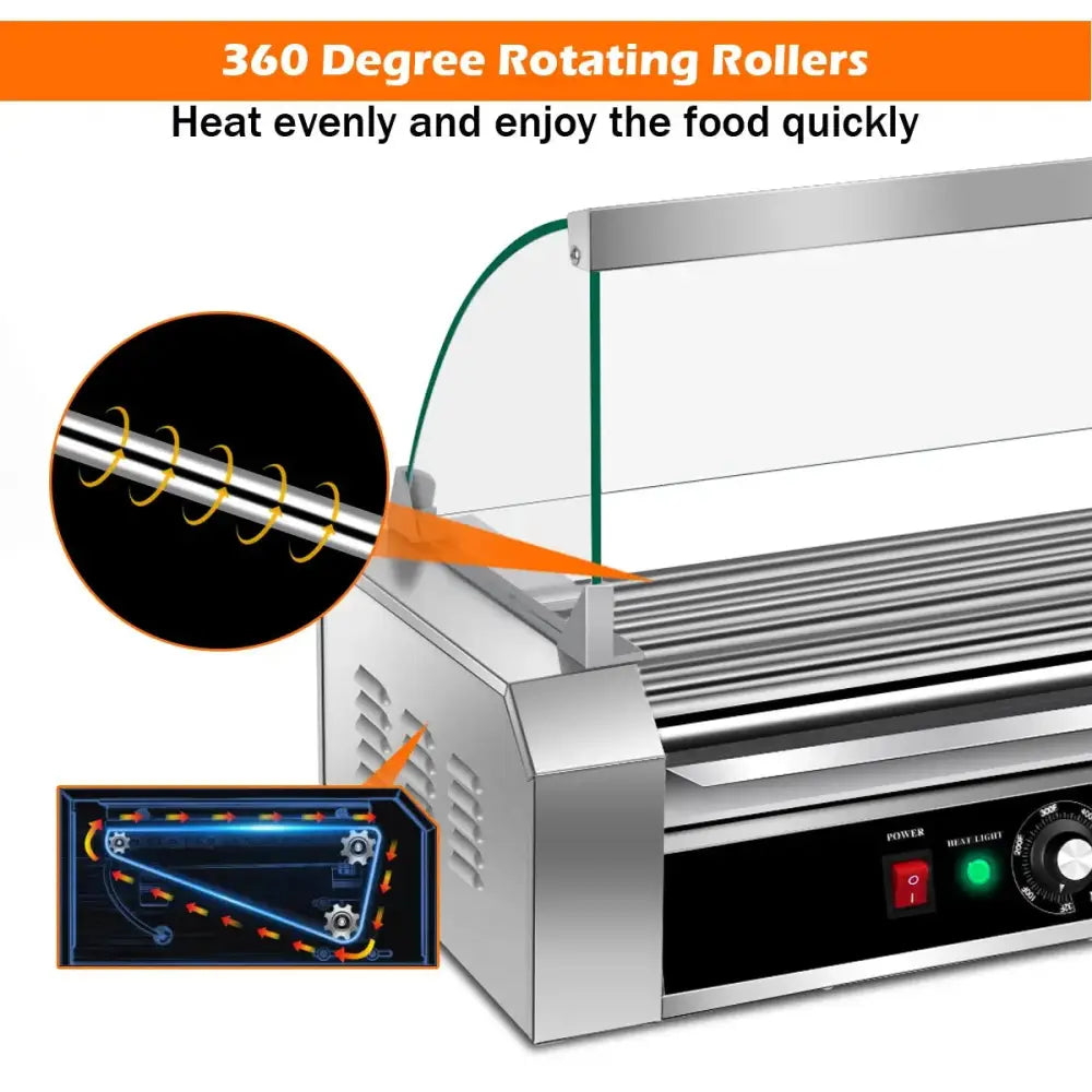 18 Hot Dog 7 Roller Grill Commercial Cooker Costway