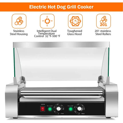18 Hot Dog 7 Roller Grill Commercial Cooker Costway
