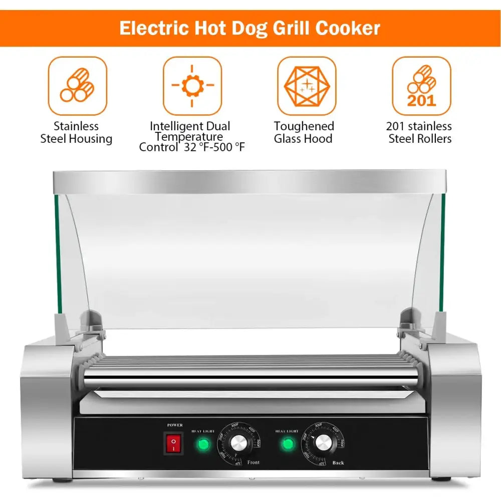 18 Hot Dog 7 Roller Grill Commercial Cooker Costway