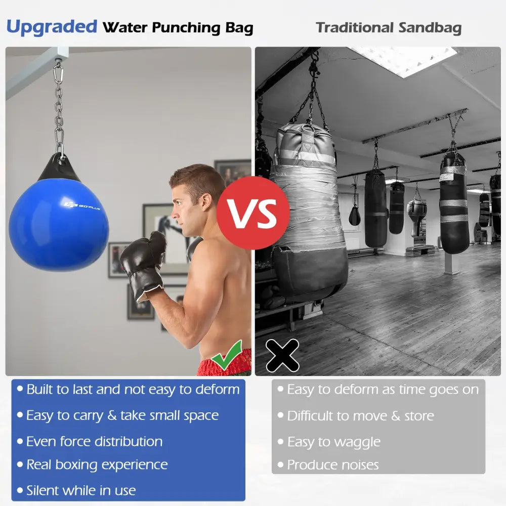 18 Inch 110 Pound Heavy Punching Water Aqua Bag with Adjustable Metal Chain-Blue - Blue - Boxing & Martial Arts