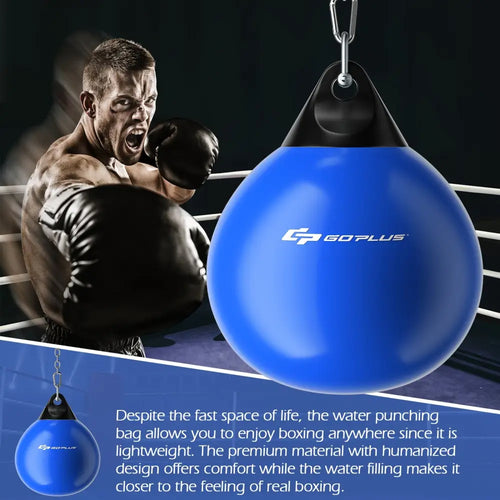 18 Inch 110 Pound Heavy Punching Water Aqua Bag with Adjustable Metal Chain-Blue - Blue - Boxing & Martial Arts