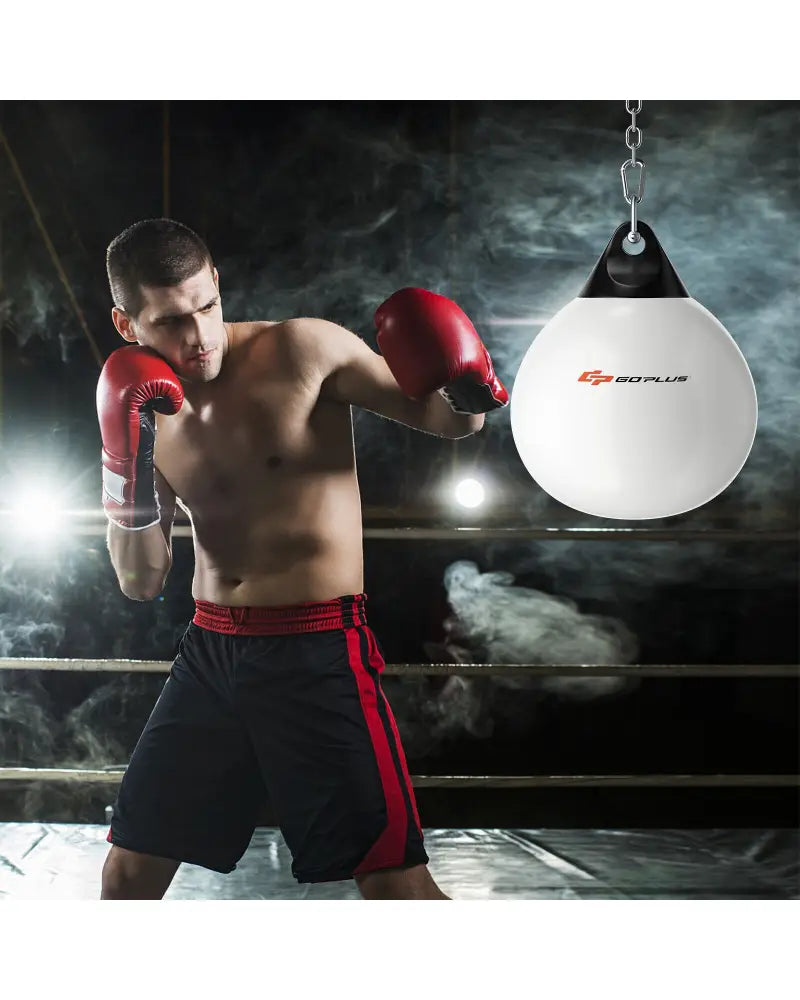 18 Inch 110 Pound Heavy Punching Water Aqua Bag with Adjustable Metal Chain-White - White - Boxing & Martial Arts
