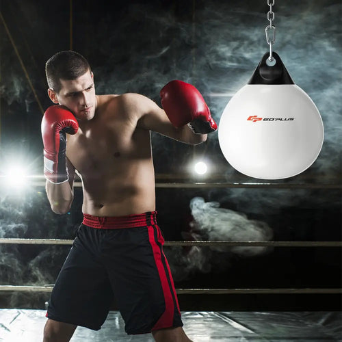 18 Inch 110 Pound Heavy Punching Water Aqua Bag with Adjustable Metal Chain-White - White - Boxing & Martial Arts