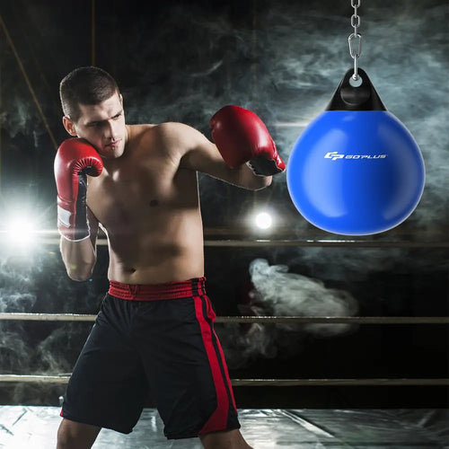 18 Inch 110 Pound Heavy Punching Water Aqua Bag with Adjustable Metal Chain-Blue - Blue - Boxing & Martial Arts
