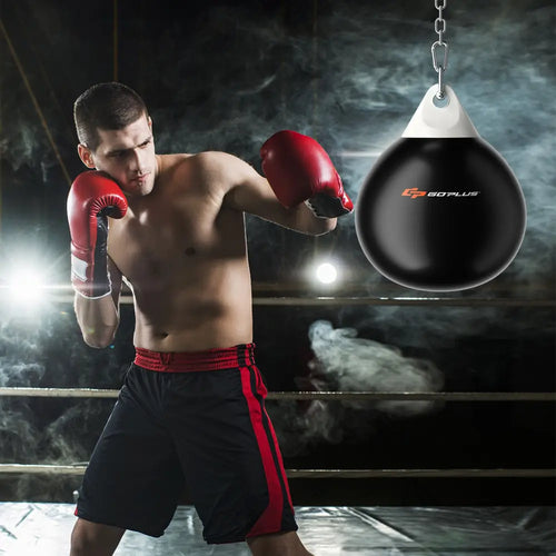 18 Inch 110 Pound Heavy Punching Water Aqua Bag with Adjustable Metal Chain-Black - Black - Boxing & Martial Arts