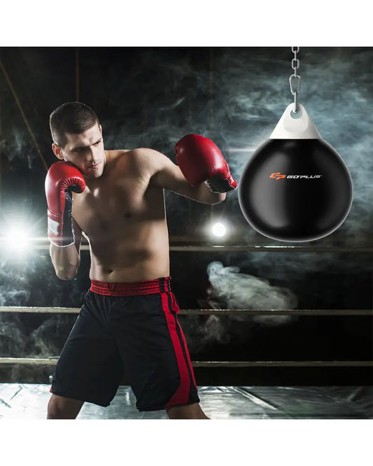 18 Inch 110 Pound Heavy Punching Water Aqua Bag with Adjustable Metal Chain-Black - Black - Boxing & Martial Arts