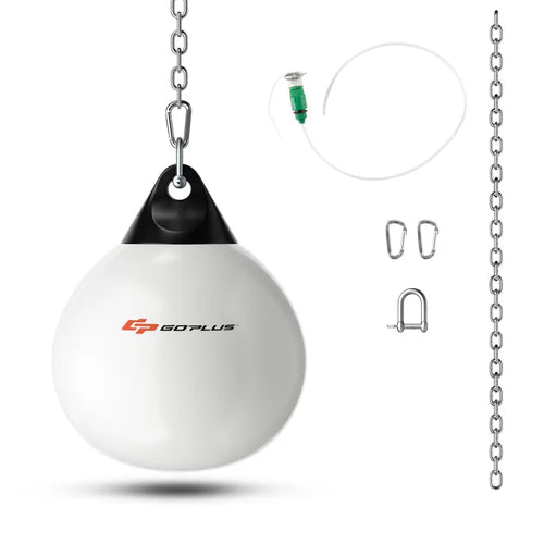 18 Inch 110 Pound Heavy Punching Water Aqua Bag with Adjustable Metal Chain-White - White - Boxing & Martial Arts