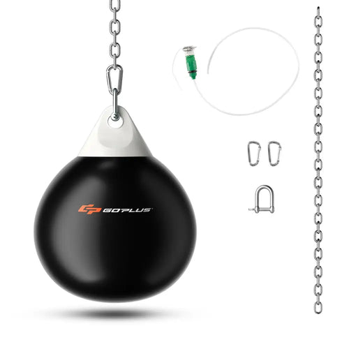 18 Inch 110 Pound Heavy Punching Water Aqua Bag with Adjustable Metal Chain-Black - Black - Boxing & Martial Arts