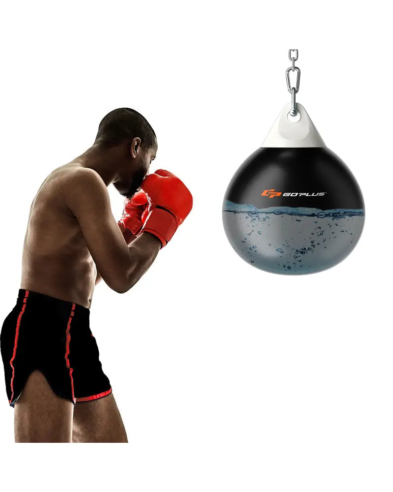 18 Inch 110 Pound Heavy Punching Water Aqua Bag with Adjustable Metal Chain-Black - Black - Boxing & Martial Arts