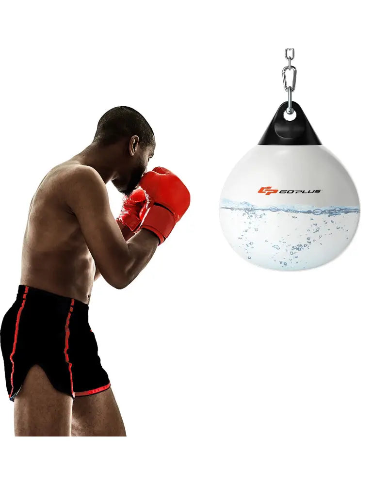 18 Inch 110 Pound Heavy Punching Water Aqua Bag with Adjustable Metal Chain-White - White - Boxing & Martial Arts