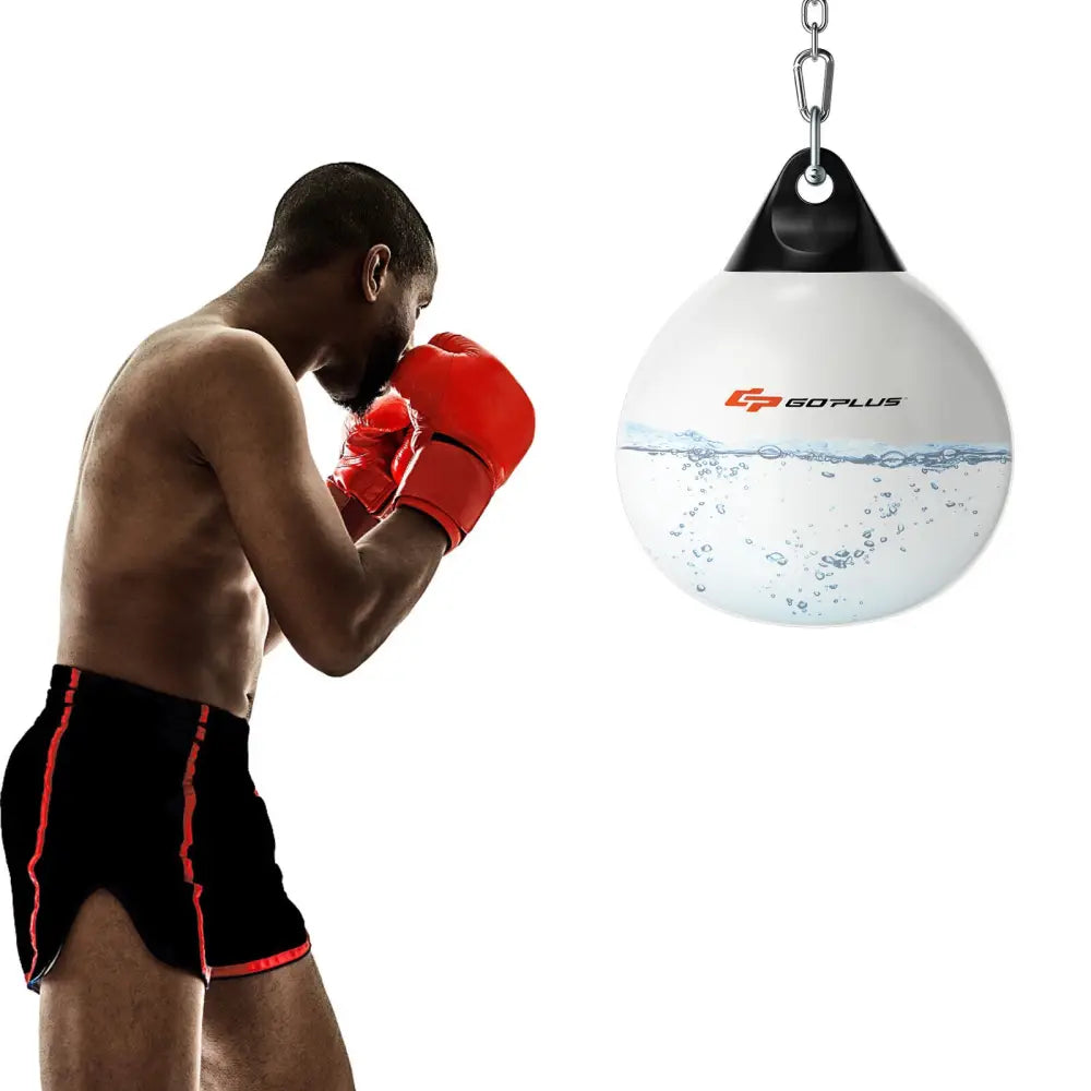 18 Inch 110 Pound Heavy Punching Water Aqua Bag with Adjustable Metal Chain-White - White - Boxing & Martial Arts