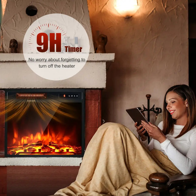 18 Inch 1500W Electric Fireplace Freestanding and Recessed Heater - Oasis Home Essentials