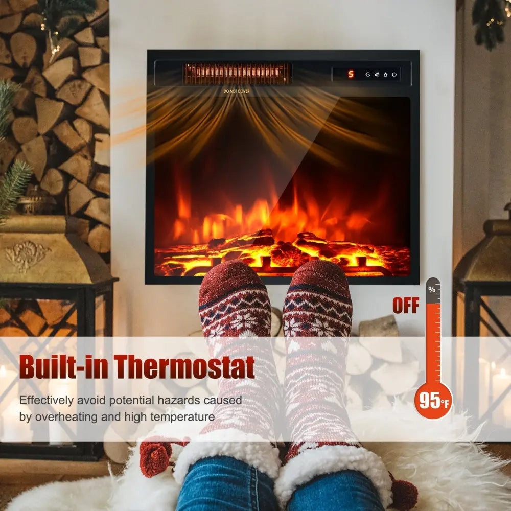18 Inch 1500W Electric Fireplace Freestanding and Recessed Heater - Oasis Home Essentials
